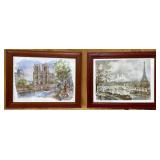 Two Paris Landmark Art Prints Under Glass