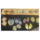 Vintage Clip-On & Dangle Costume Earrings (10 pr)