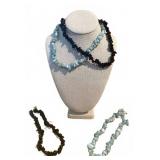 Obsidian and Amazonite 17-Inch Bead Necklaces