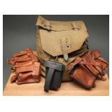 German WWII Gas Mask Set With Ammo Pouches
