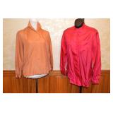 1980s All Silk Shimmer Power Blouses, Disco Era