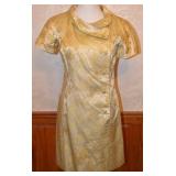 Vintage 1960s Dynasty Gold Silk Brocade Coat Dress