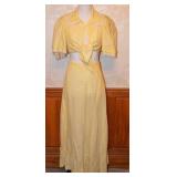 70s Happy Hours Yellow Gingham Dress Set - S
