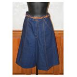 80s Stuffed Jeans Denim Culottes With Belt - M