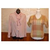 80s Classic Blouses, Silk Ascot and Textured Plaid