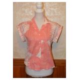 Vtg 80s Hawaiian Print Cotton Blouse - S/M