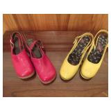 60s70s Italian Platform Sandal Heels, Yellow &ï¿½Red