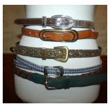 Five 80s Skinny Belts, Leather and Metallic