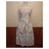 1980s Pastel New Wave Pinafore Wrap Dress