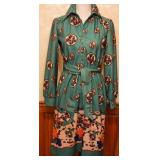 Vintage 1970s Leslie Fay Asian Novelty Shirt Dress