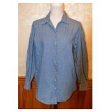 1980s Bonjour Denim Oversized Balloon Sleeve Top