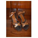 80s Van Eli Europa Brown Leather Sandals Size 6.5M