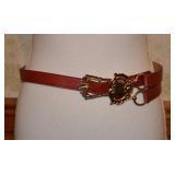 1980s Handmade Leather Double Strap Belt