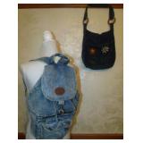 Vtg 70s80s Denim Boho Backpack and Embroidered Bag