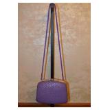 80s Purple Woven Handbag With Gold-Tone Frame