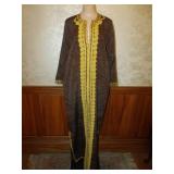 80s Moroccan Heavy Silk Caftan w/ Gold Embroidery