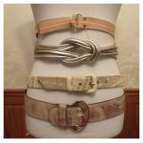 Four 1980s High Waist Adjustable Belts