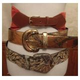 Three 80s Chunky High Waist Leather Belts