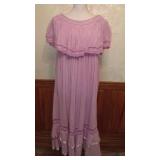 1980s Lavender Indian Cotton Maxi Ruffle Caftan
