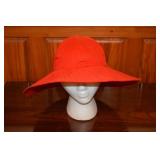 1980s Red Cotton Foldable Sun Hat One Size