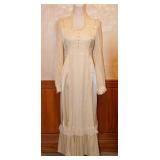 Vintage 1970s Gunne Sax Satin & Lace Maxi Dress-S