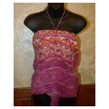 70s80s India Cotton Batik Print Swimsuit - M