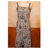 80s Batik Cotton Sleeveless Floral Print Dress-S