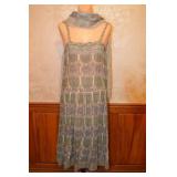 Judith Ann for Heiser-Egan Cotton Dress/Scarf-S/M
