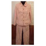 1970s Pink Corduroy Womenï¿½s Pants Set, Windowpane