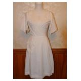 Vtg 70s Young Edwardian White Eyelet Dress  - S