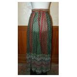 1980s Indian Cotton Muslin Maxi Wrap Skirt Small