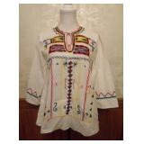 70sï¿½80s Peruvian Hand Embroidered Smock Top