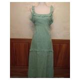 1980s Cotton Boho Chic Ruffle Sundress - Sz. L