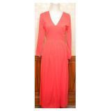 Vintage 1970s Vanity Fair Coral Nylon Hostess Gown