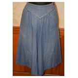 80s Crazy Horse Denim Chambray Cotton Culottes-S/M