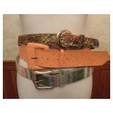 80s Elite Metallic and Faux Ostrich Belt Trio