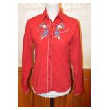 80s Krazy Kat Western Shirt w/Embroidered Flowers