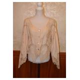 80s Designer Lace Cutwork Boho Chic Jacket - M