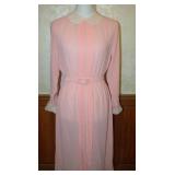 1980s Pink Poly Blend Dress With Lace Trim