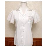 80s Rhapsody Cotton Blouse w/ Embroidered Eyelet