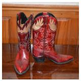 80s Dan Post Red Leather Western Cowboy Boots 4.5C