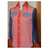 70s Lady Wrangler Patriotic Western Shirt - S