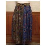 90s Indonesian Batik Beaded Cotton Full Skirt