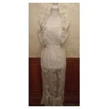 1970s-80s Handmade Lace Ruffled Pinafore Apron