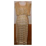 70s Sheer Gold Lame Striped Evening Over Dress