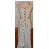 Vintage 70s Foxy Lady Striped Trim Sundress - XS/S