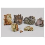 Chinese Hand-Carved Soapstone Vases, (6)