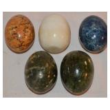 5 Carved Polished Mineral Stone Gemstone Eggs