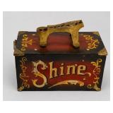 Wooden Shoe Shine Box With Brushes and Polish