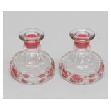 1960s Westmoreland Glass Candlesticks Ruby Grape